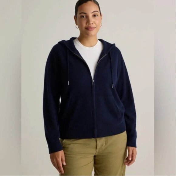 Quince Sweaters - NWT Quince Mongolian Cashmere Full-Zip HoodieTrue Navy Size Medium